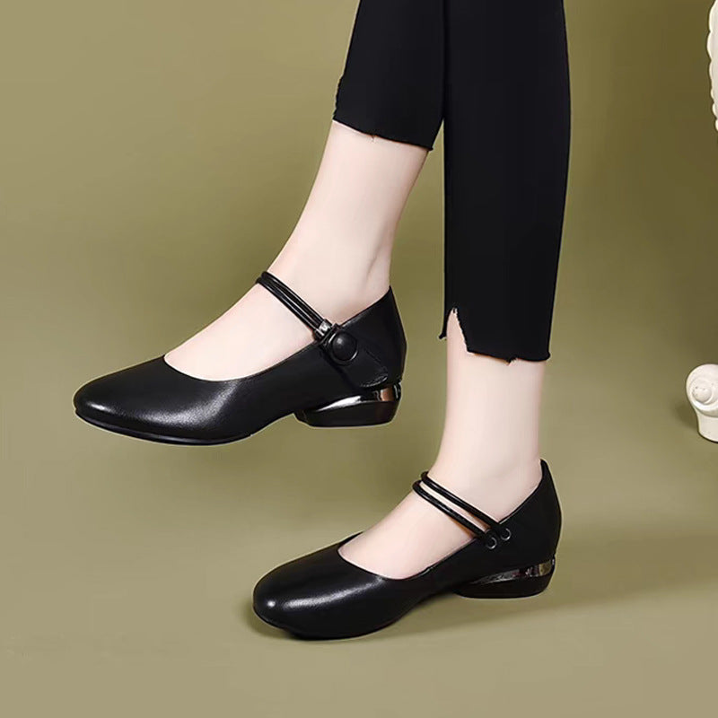 Zapatos planos de mujer con tacón grueso