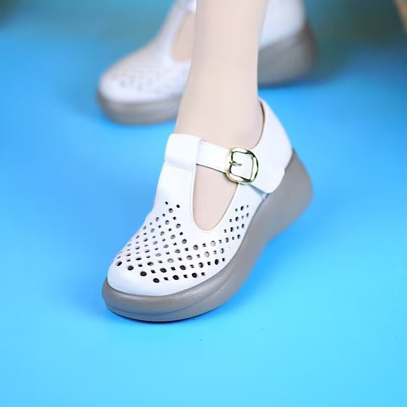 2025 nuevas sandalias con agujeros de cuero genuino