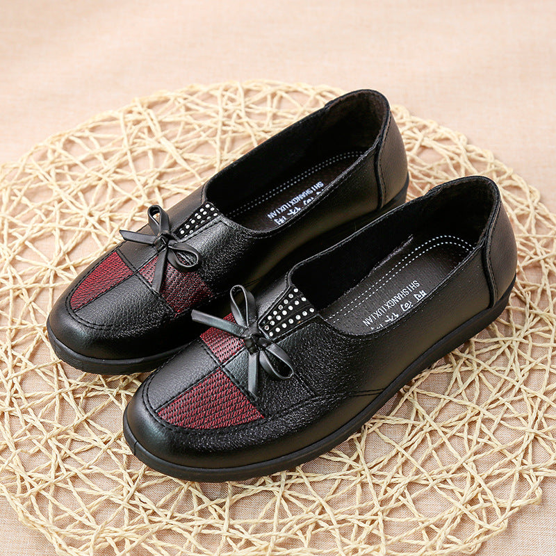 Zapatos de piel para mujer con diseño de lazo
