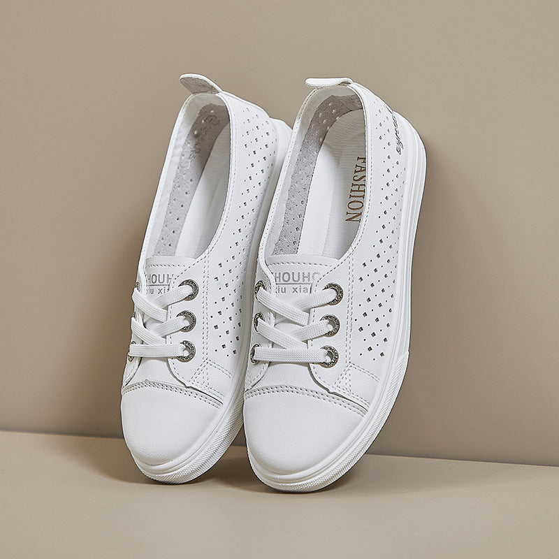 Zapatos blancos huecos de cuero genuino