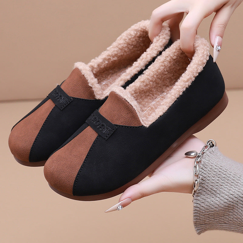 Zapatos planos de terciopelo para mujeres (sport marrón)