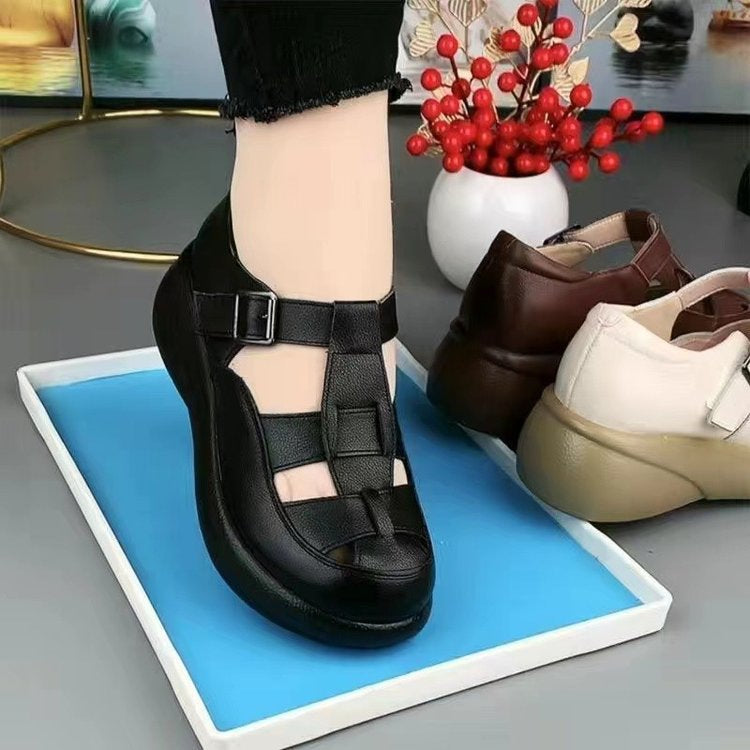Sandalias tipo pala con cuña para mujer