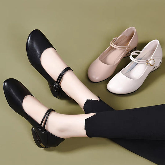 Zapatos planos de mujer con tacón grueso