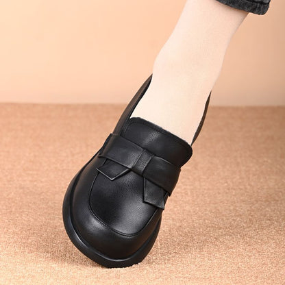 Zapatos de piel con puntera redonda y tacón en bloque