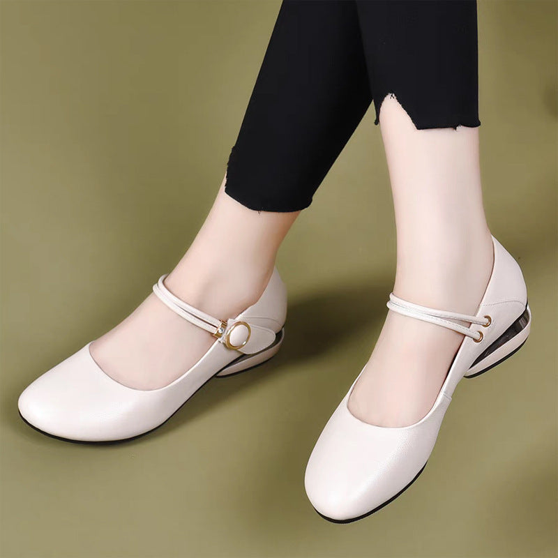 Zapatos planos de mujer con tacón grueso