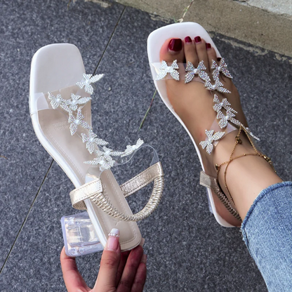 [💖Súper cómoda]Sandalias de tacón alto con mariposa