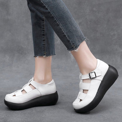 Zapatos ortopédicos de cuero suave con suela gruesa