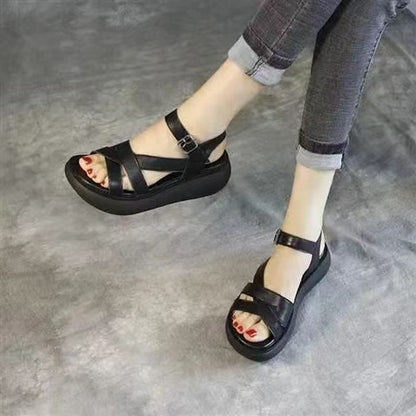 Sandalias de plataforma de cuero