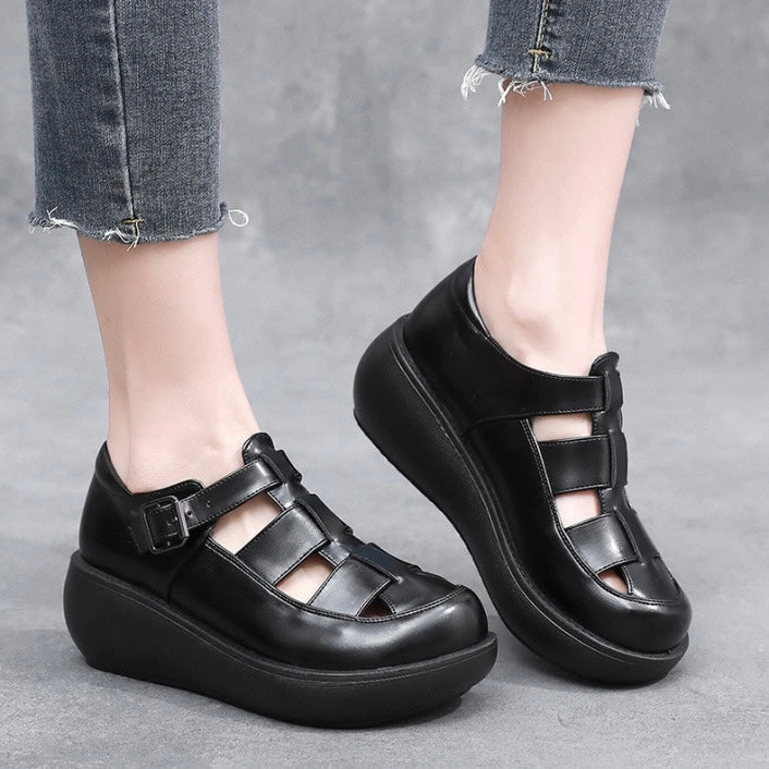 Zapatos ortopédicos de cuero suave con suela gruesa