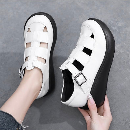 Zapatos ortopédicos de cuero suave con suela gruesa
