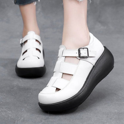 Zapatos ortopédicos de cuero suave con suela gruesa