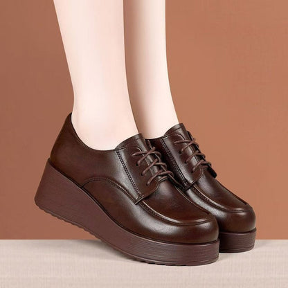 Zapatos de cuero con plataforma punta redonda y cordones