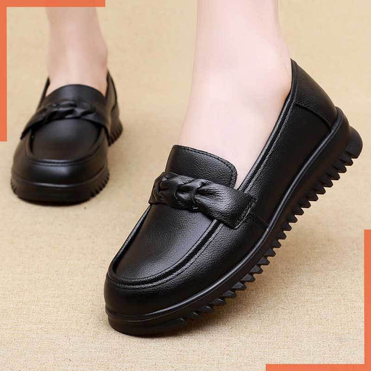 2025 nuevos zapatos de piel con tacón de cuña