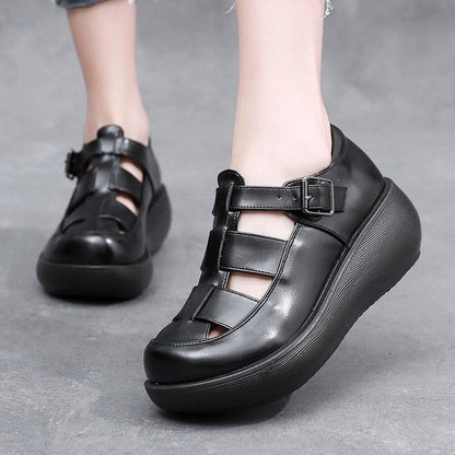 Zapatos ortopédicos de cuero suave con suela gruesa