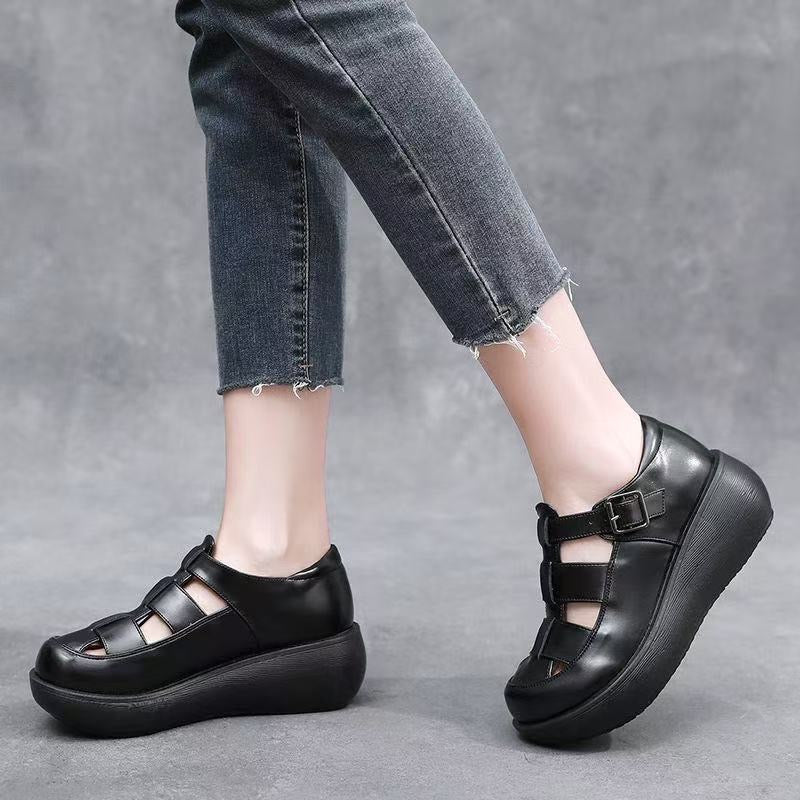Zapatos ortopédicos de cuero suave con suela gruesa