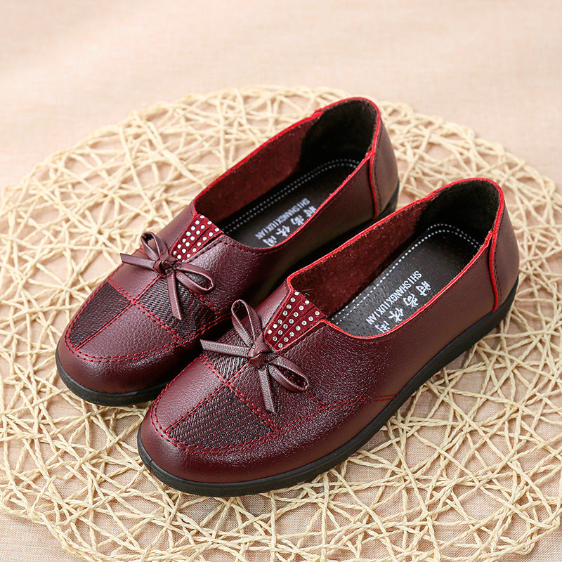 Zapatos de piel para mujer con diseño de lazo