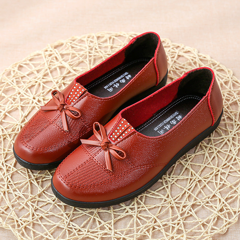 Zapatos de piel para mujer con diseño de lazo