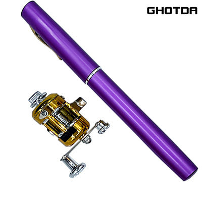 Carrete de pesca con señuelo de metal.
