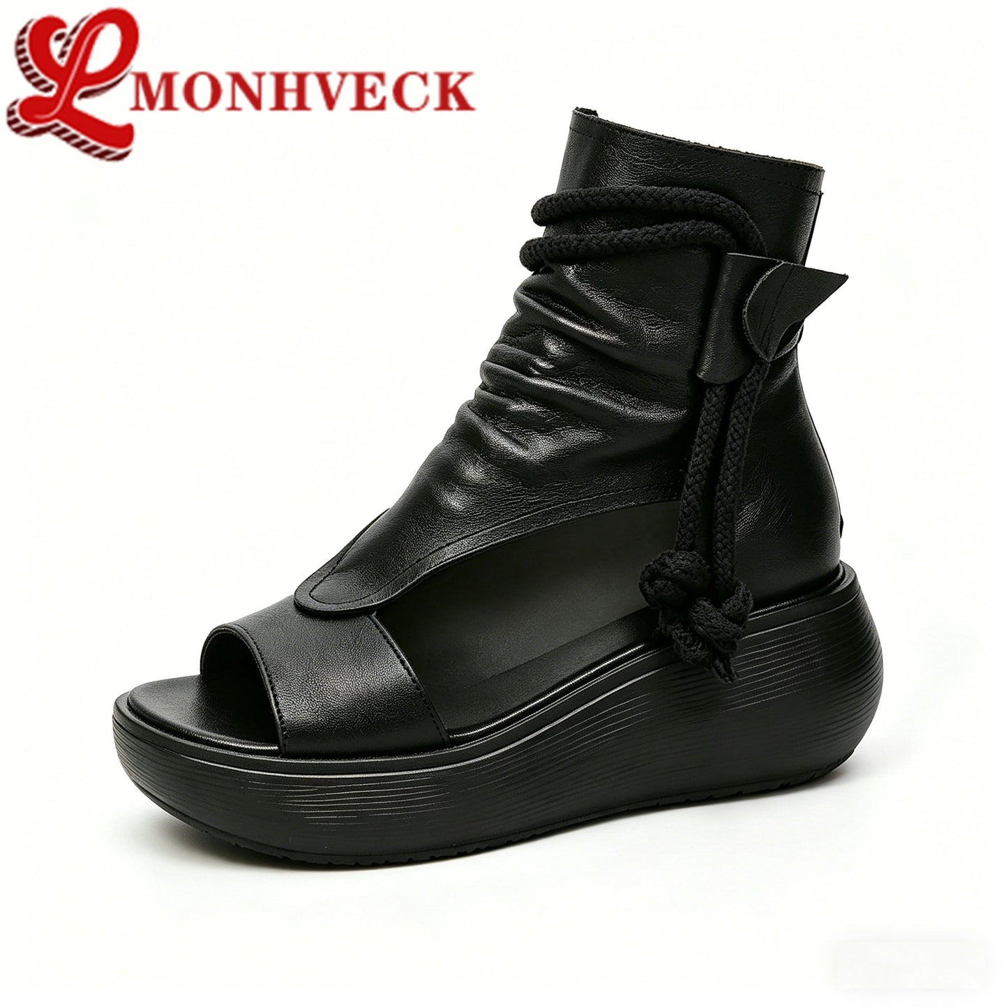 Zapatos de punta abierta con plataforma romana