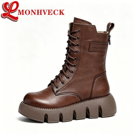 ModaMuseTM 2.0-botas de cuero retro para mujer