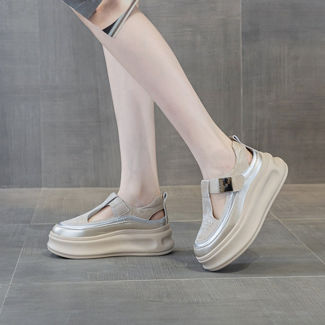 Zapatos de suela gruesa con velcro para aumentar la altura