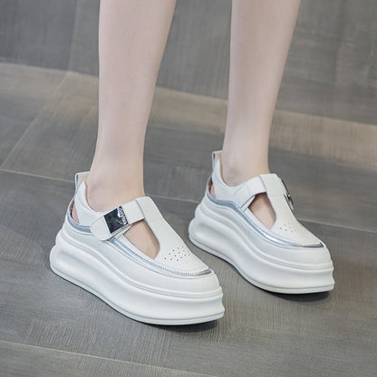 Zapatos de suela gruesa con velcro para aumentar la altura