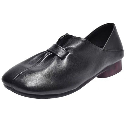 Zapatos retro de piel con punta cuadrada