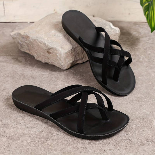 Pantuflas cómodas con tiras cruzadas para mujer
