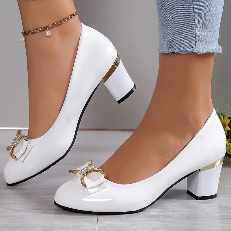 tacones gruesos con lazo
