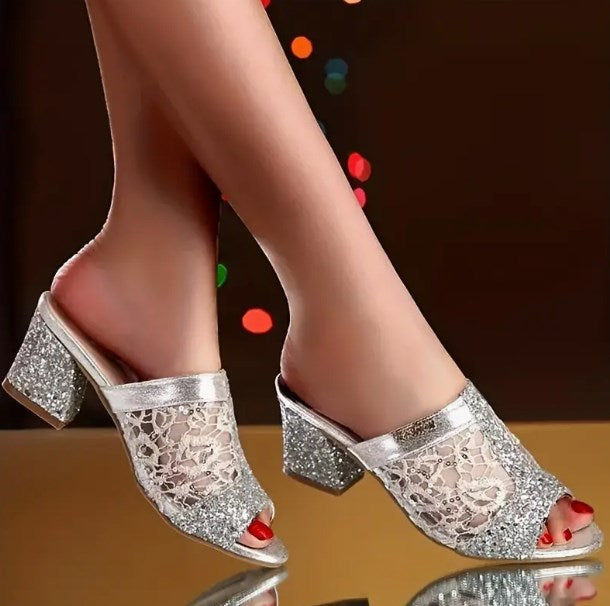 sandalias de tacón de bloque de moda para mujer