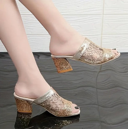 sandalias de tacón de bloque de moda para mujer