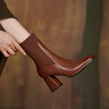 botas de tacón alto con punta cuadrada