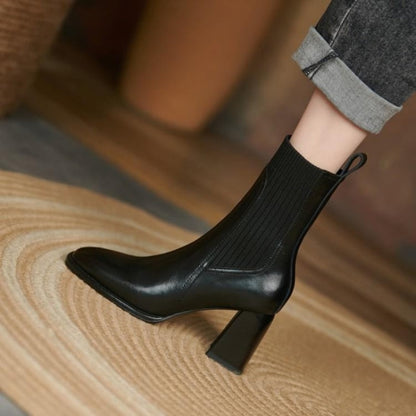 botas de tacón alto con punta cuadrada