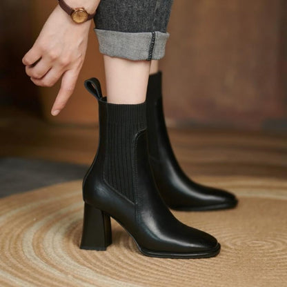 botas de tacón alto con punta cuadrada