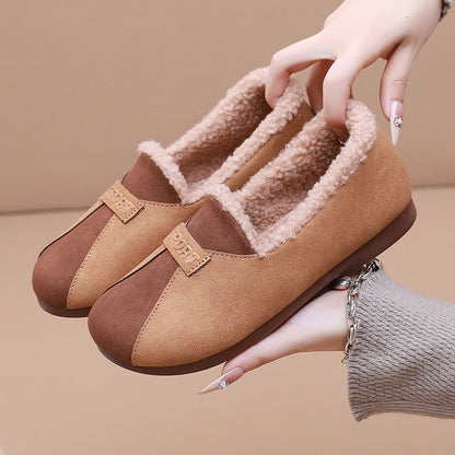 Zapatos planos de terciopelo para mujeres (sport marrón)