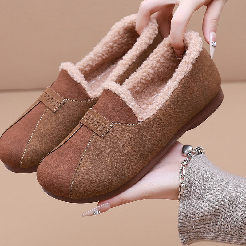 Zapatos planos de terciopelo para mujeres (sport marrón)