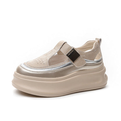 Zapatos de suela gruesa con velcro para aumentar la altura