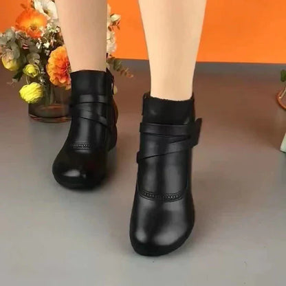 【100% piel de vacuno】Botas cortas retro para mujer