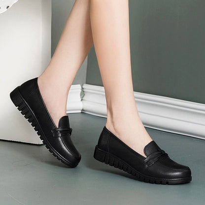 Zapatos de Piel Cómodos con Lazo para Mujer