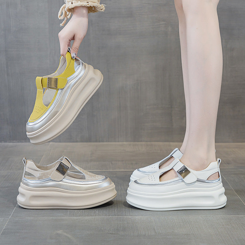 Zapatos de suela gruesa con velcro para aumentar la altura