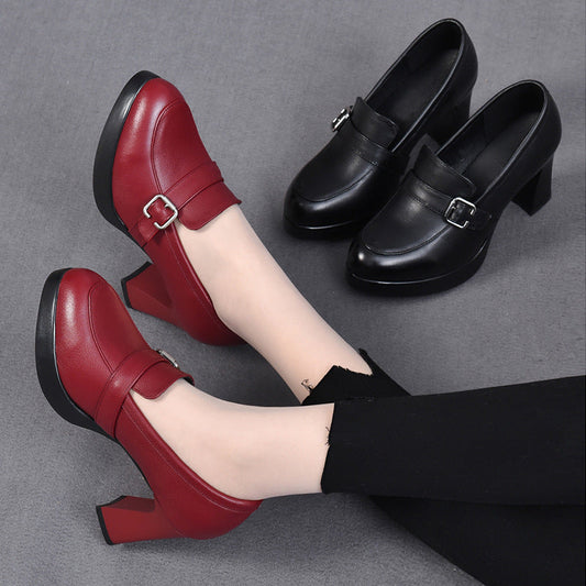 Tacones altos 100% cuero genuino