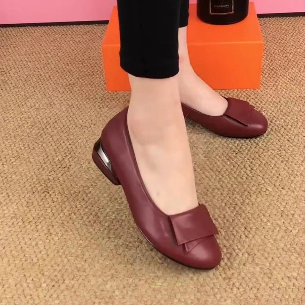 zapatos planos de cuero