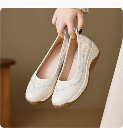 Zapatos de cuero de tacón alto con punta redonda