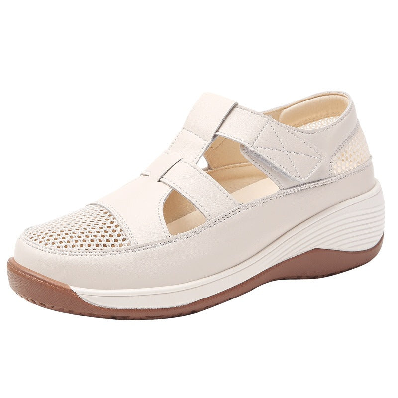 Zapatos de plataforma de cuero con malla