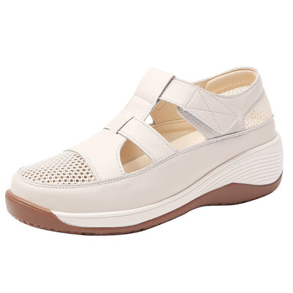 Zapatos de plataforma de cuero con malla