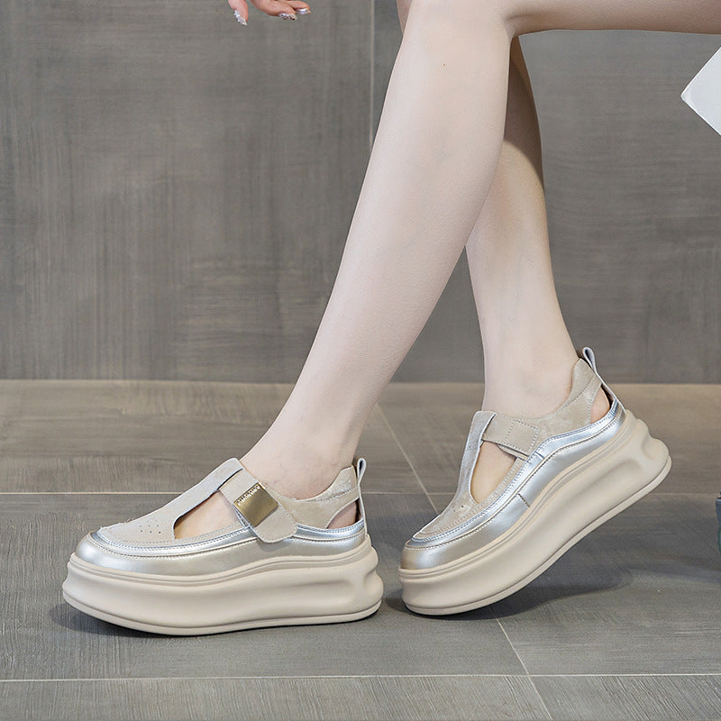 Zapatos de suela gruesa con velcro para aumentar la altura