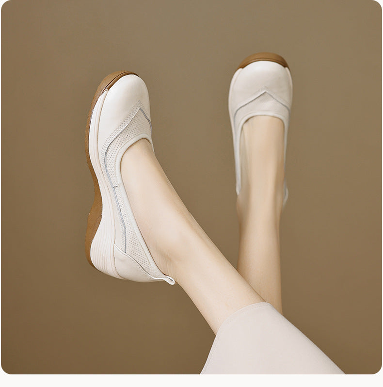 Zapatos de cuero de tacón alto con punta redonda