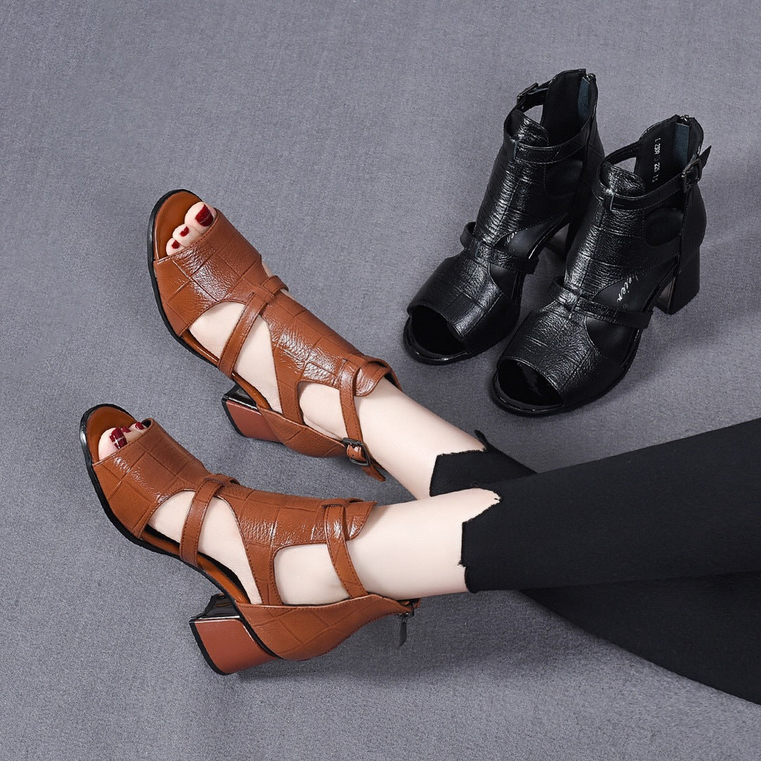 [🐂100% cuero auténtico]Sandalias Fiesta Romana