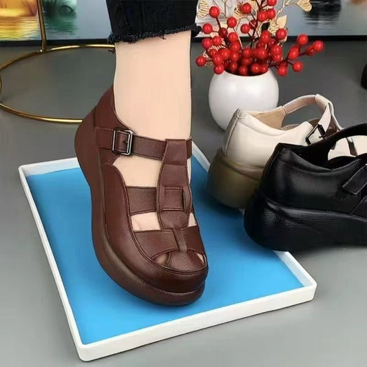 Sandalias tipo pala con cuña para mujer