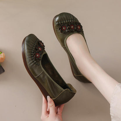 Zapatos étnicos – punta redonda, corte bajo, suela plana
